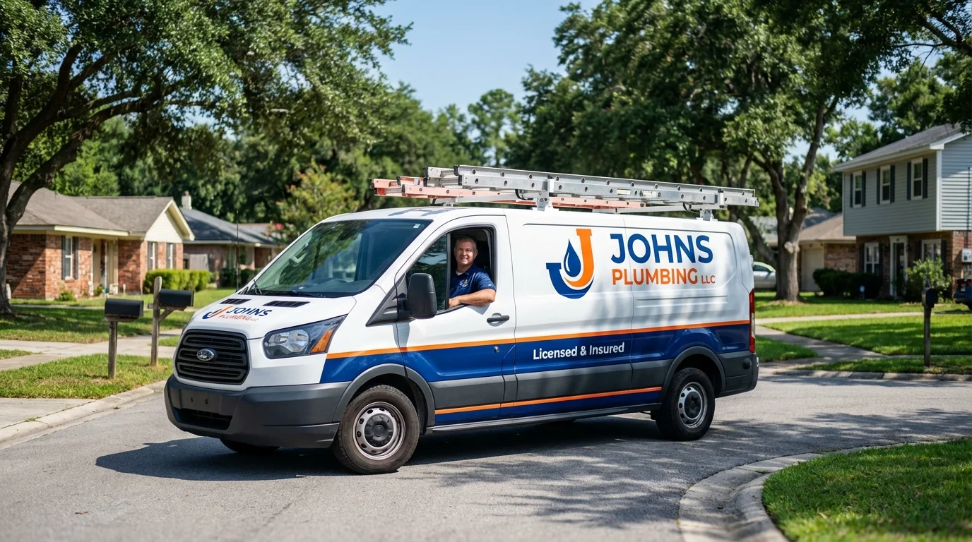 Johns Plumbing LLC service van in Pawcatuck, CT