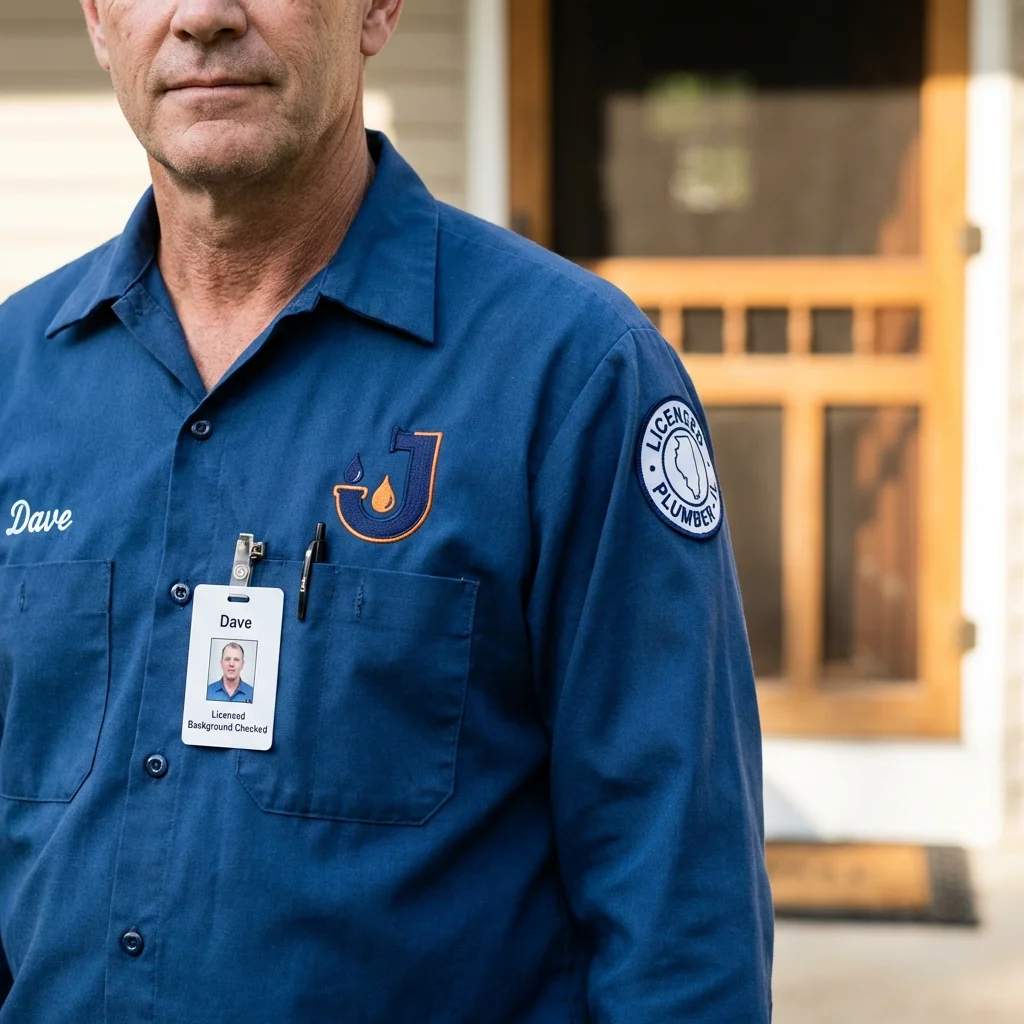 Licensed plumber showing ID badge in Pawcatuck, CT
