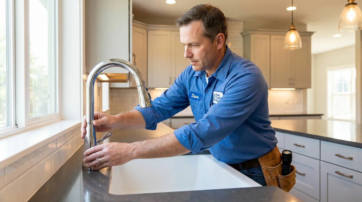 Kitchen faucet installation by Johns Plumbing LLC in Pawcatuck